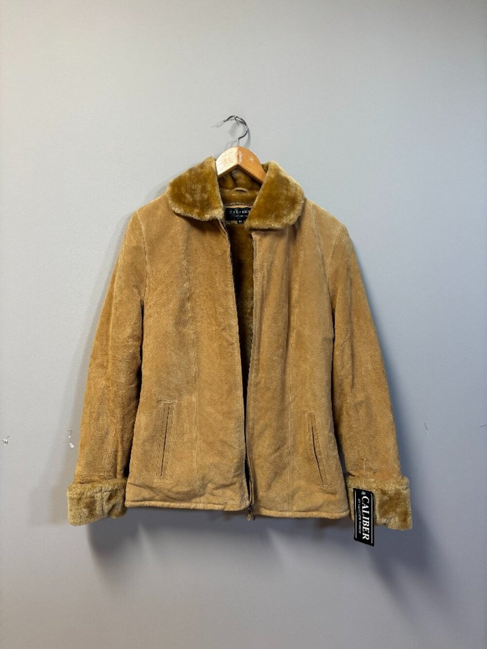 Caliber Vintage Leather Shearling Jacket Camel Brown NWT